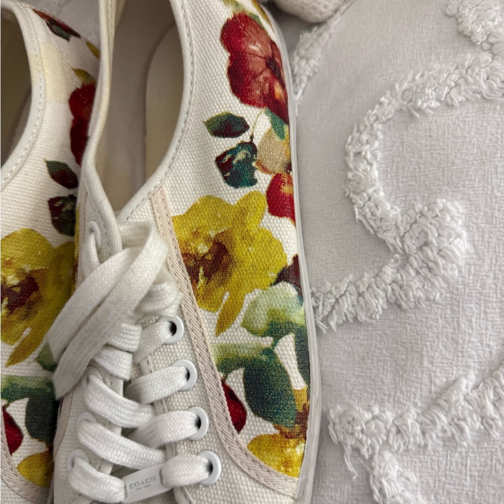 Coach White Floral Canvas Sneakers - Picture 4 of 15